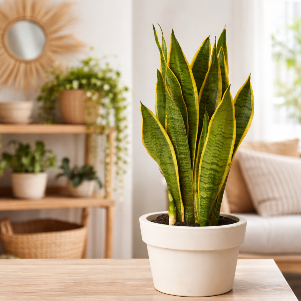 Snake plant houseplant in a pot